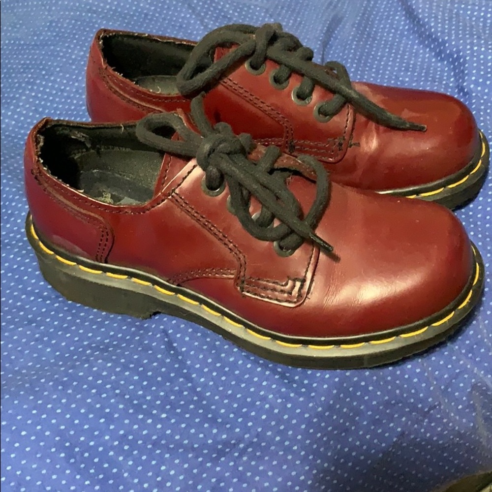 Cherry red low top doc martens